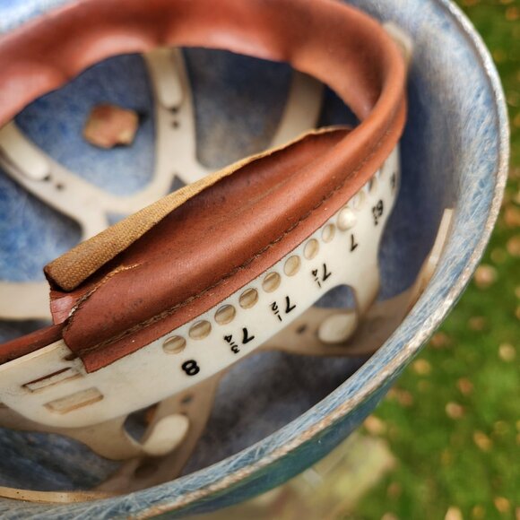 Blue Fiberglass Hard Hat Duck Bill Adjustable Liner Dockson Detroit Vintage Cap - Picture 7 of 9